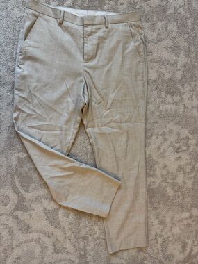 Express Men's Light Beige Dress Pants - Slim Tailored